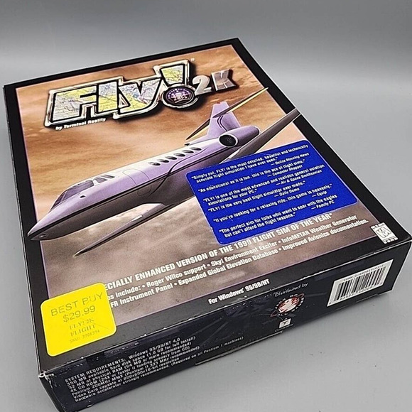 Fly2k Flight Simulator Windows 95 98 NT Big Box Brand New 3 CDs Manual & Box - Picture 12 of 14